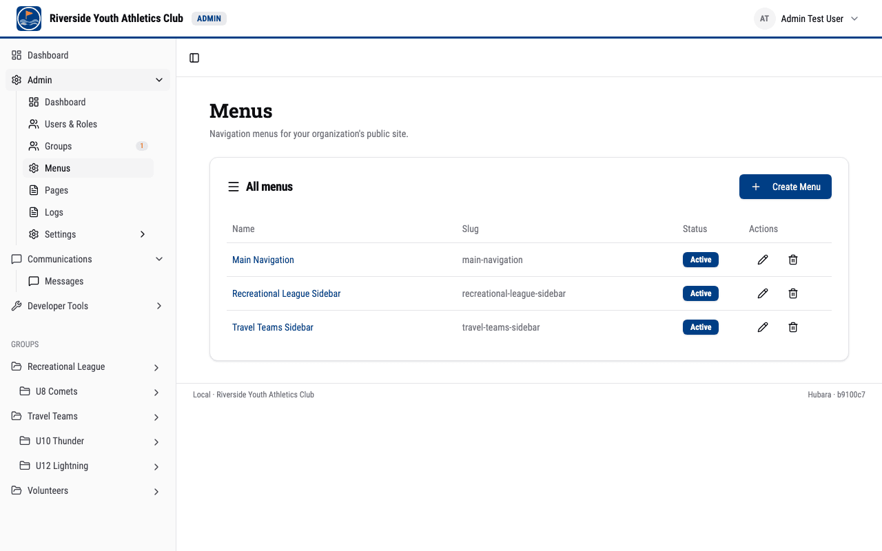 Menus list