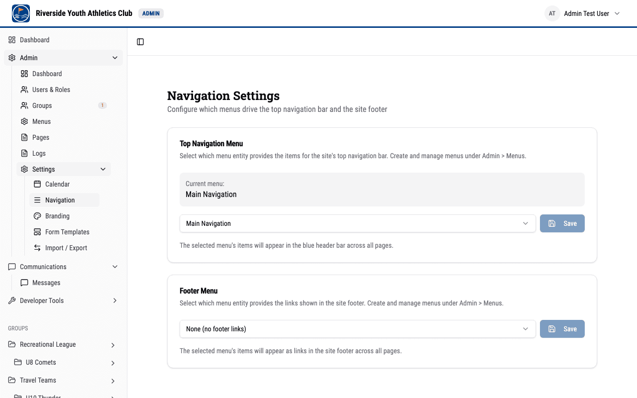 Navigation settings