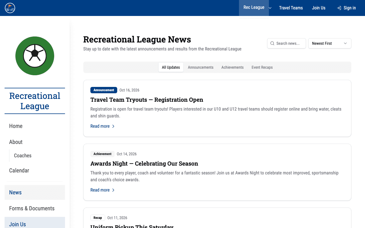 News page template